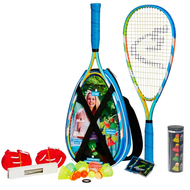 Speedminton Sett S700 2 racketer, 5 baller, banemarkering ++ 