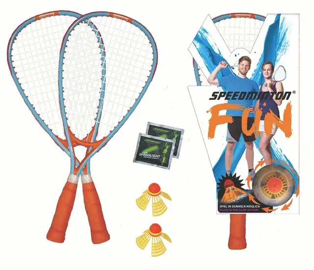 Speedminton Sett FUN 2 racketer, 2 baller, 2 lys 