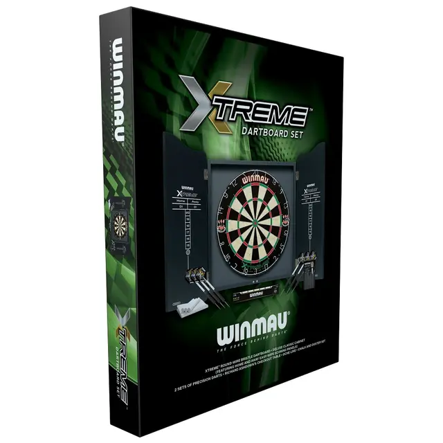 Dart Winmau Xtreme Turnerings dartskive med skap og piler 