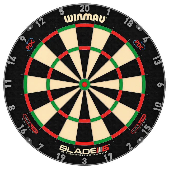 Dart Winmau Blade 6 Triple Core Carbon PDC-godkjent dartskive 